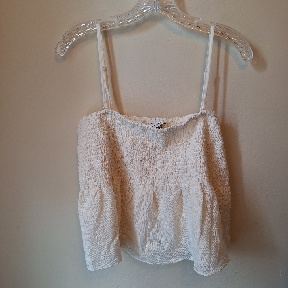 Elegant White Smocked Women's Top
